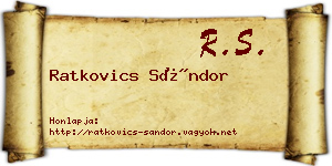 Ratkovics Sándor névjegykártya